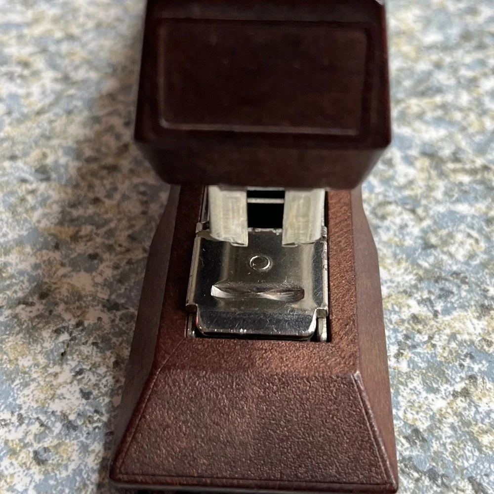 Faber-Castell Stapler FC-17 Brown WoodGrain Finish Vintage Office Made in Sweden